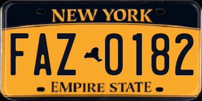 NY license plate FAZ0182