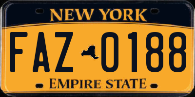 NY license plate FAZ0188