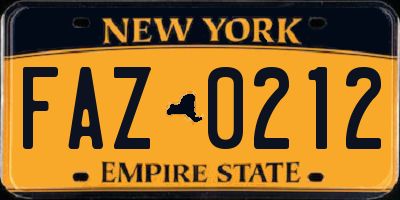 NY license plate FAZ0212