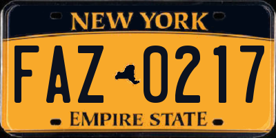 NY license plate FAZ0217