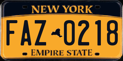 NY license plate FAZ0218