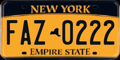 NY license plate FAZ0222