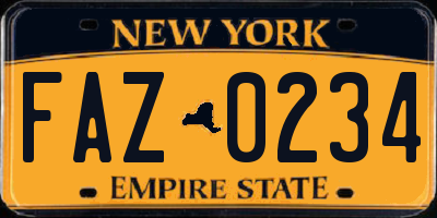 NY license plate FAZ0234
