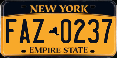 NY license plate FAZ0237