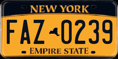 NY license plate FAZ0239