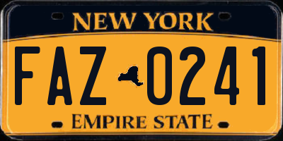 NY license plate FAZ0241