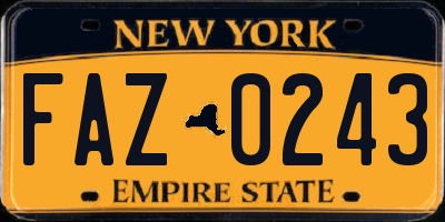 NY license plate FAZ0243