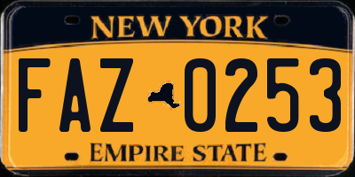 NY license plate FAZ0253