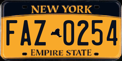 NY license plate FAZ0254