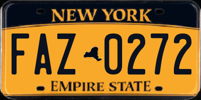 NY license plate FAZ0272