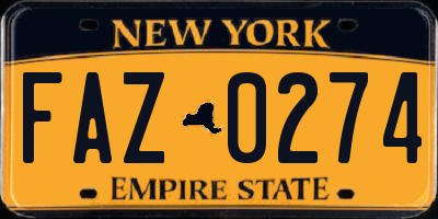 NY license plate FAZ0274