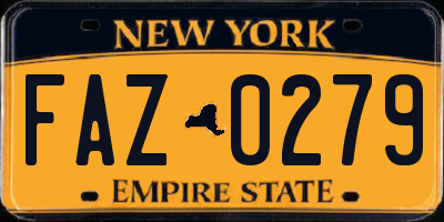 NY license plate FAZ0279