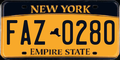 NY license plate FAZ0280