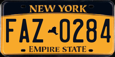 NY license plate FAZ0284