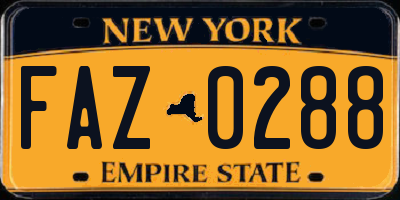 NY license plate FAZ0288