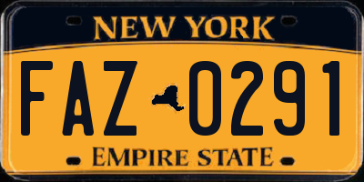 NY license plate FAZ0291