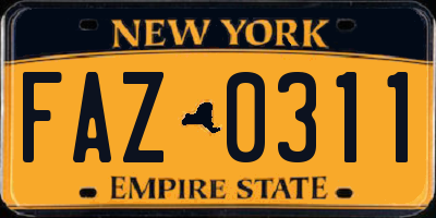 NY license plate FAZ0311