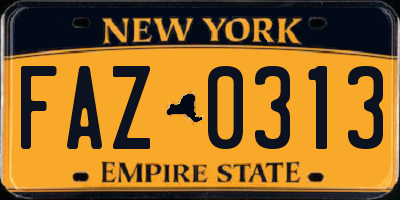 NY license plate FAZ0313