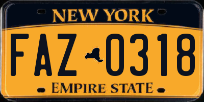 NY license plate FAZ0318