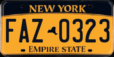 NY license plate FAZ0323