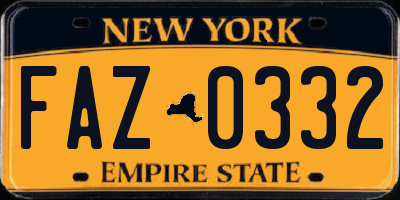 NY license plate FAZ0332