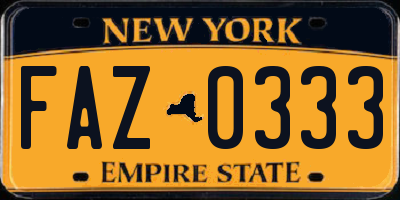 NY license plate FAZ0333