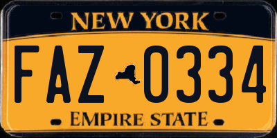 NY license plate FAZ0334