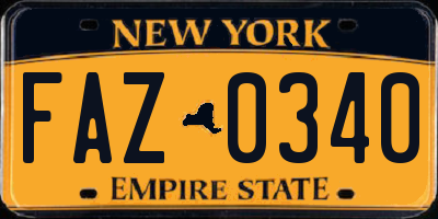 NY license plate FAZ0340