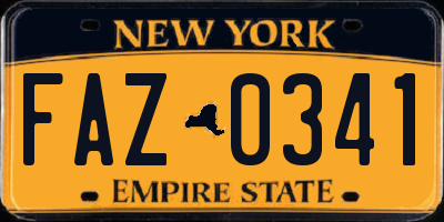 NY license plate FAZ0341