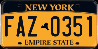 NY license plate FAZ0351