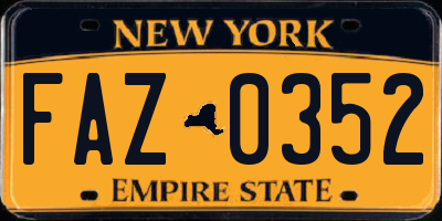 NY license plate FAZ0352