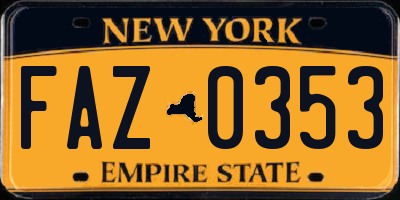 NY license plate FAZ0353