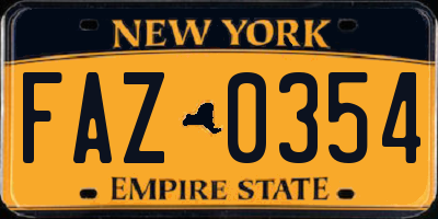 NY license plate FAZ0354