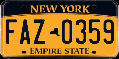 NY license plate FAZ0359