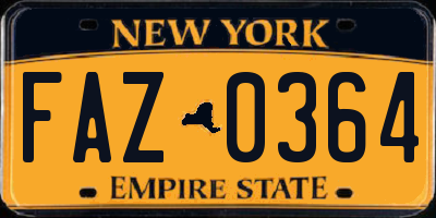 NY license plate FAZ0364