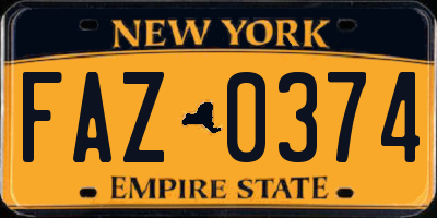 NY license plate FAZ0374