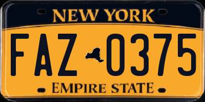 NY license plate FAZ0375