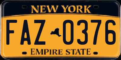 NY license plate FAZ0376