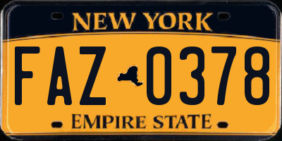 NY license plate FAZ0378