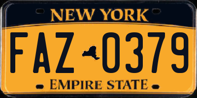 NY license plate FAZ0379