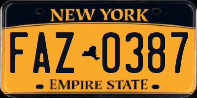 NY license plate FAZ0387