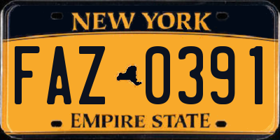 NY license plate FAZ0391