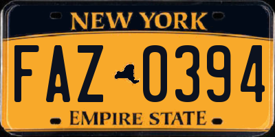 NY license plate FAZ0394