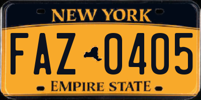 NY license plate FAZ0405