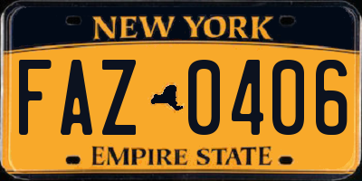 NY license plate FAZ0406