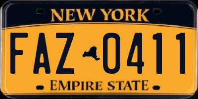 NY license plate FAZ0411