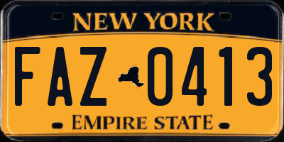 NY license plate FAZ0413