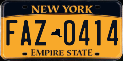 NY license plate FAZ0414