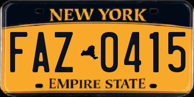 NY license plate FAZ0415