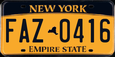 NY license plate FAZ0416